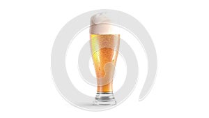 Blank transparent beer glass mockup, looped rotation, 4k