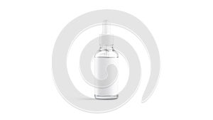 Blank transparent glass dropper bottle with label mockup, looped rotation