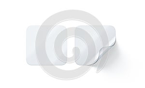 Blank transparent square adhesive stickers mock up with curved corner