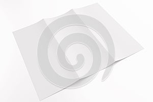 Blank tri fold brochure isolated on white