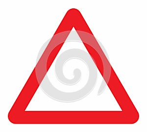 Blank triangle road sign