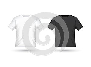 Blank tshirt design template black and white. Isolated t-shirt men unisex mockup photo