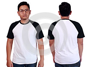 White Black Ringer Shirt Mockup Template photo