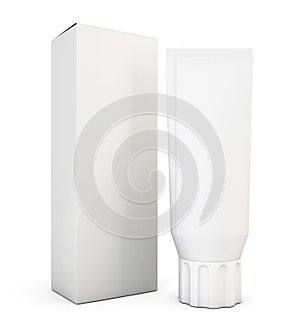 Blank tube for cream or toothpaste with box. 3d.
