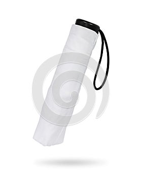 Blank umbrella isolated on white background. Portable parasol for protection sun and rain. Clipping paths object