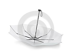 Blank umbrella isolated on white background. Portable parasol for protection sun and rain. Clipping paths object