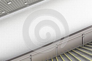 Blank underground escalator wall