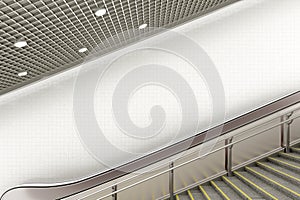 Blank underground escalator wall