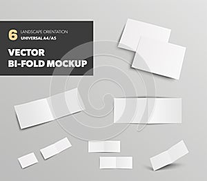 Blank universal A4 A5 bifold template, landscape orientation booklet, for design presentation