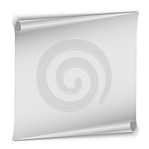 Blank unrolled white paper scroll