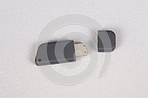 Blank usb flash drive black mockup open key stick memory