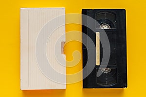 Blank used video casette tape, retro technology