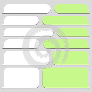 Blank vector message bubbles. Chat or messenger speech bubble. SMS text frame. Short message sending.