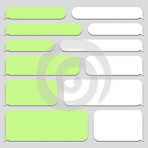 Blank vector message bubbles. Chat or messenger speech bubble. SMS text frame. Short message sending.