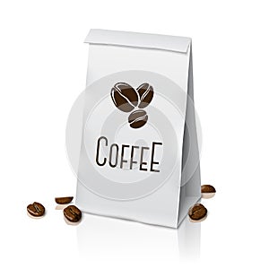 Blank vector realistic paper packaging coffee bag