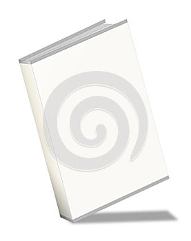 Blank vertical book template standing on white surface