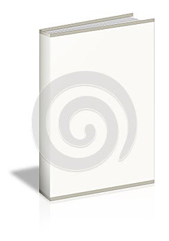 Blank vertical book template standing on white surface