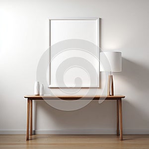 Blank Vertical Frame Mockup in a Modern Minimalist Interior