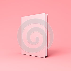 Blank vertical pink book cover template on pink pastel color background