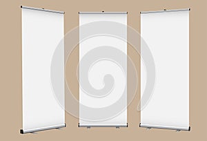 Blank vertical roll-up banner design template for promotional presentation, exhibition or corporate identity