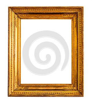 Blank vertical wide carved golden picture frame