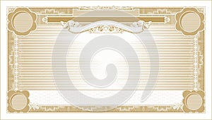 Blank vintage banknote with free space for inscriptions gold