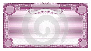 Blank vintage banknote with free space for inscriptions lilac