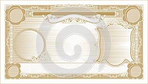 Blank vintage banknote with side portrait gold