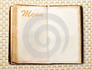 Blank vintage menu book