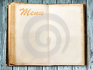 Blank vintage menu book