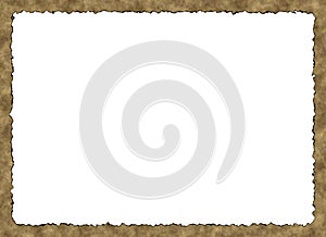Blank Vintage Paper Frame with burnt edges on white backgrounds