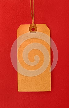 Blank Vintage Tag on Red