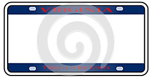 Blank Virginia License Plate