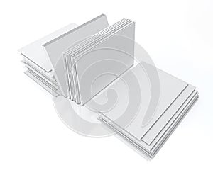 Blank visit cards pile isolated on white background with reflection