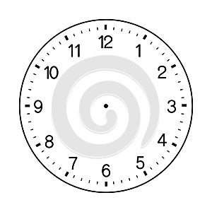 Blank wall clock face vector on white background photo