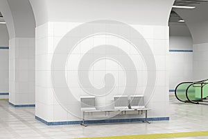 Blank wall mock up of underground subway station