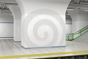 Blank wall mock up of underground subway station