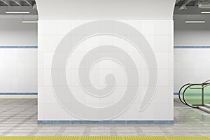 Blank wall mock up of underground subway station