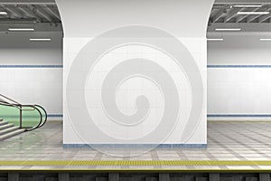 Blank wall mock up of underground subway station