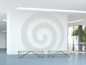 Blank wall in the modern office hall. 3d rendering