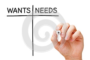 Blank Wants And Needs List Concept