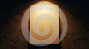 Blank Canvas Spotlighted on Dark Textured Grunge Wall