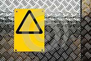 Blank warning sign on construction site