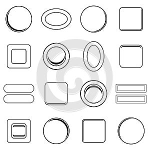 Blank web buttons icon set outline