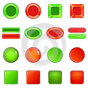 Blank web buttons icons set, cartoon style