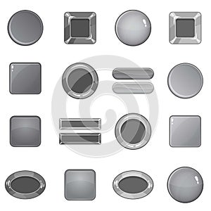 Blank web buttons icons set, monochrome style