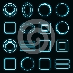 Blank web buttons icons set vector neon