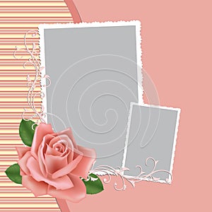 Blank wedding photo frame or postcard