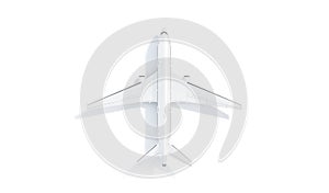 Blank white aeroplane mock up stand, top view isolated,