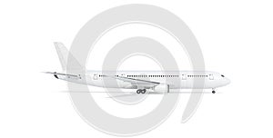 Blank white airplane mock up stand, profile, isolated